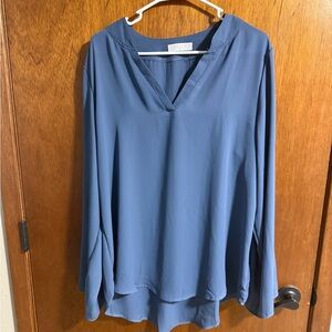 Stylish Navy V-Neck Blouse